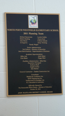 Plaque commemorating the opening of the new school in listowel